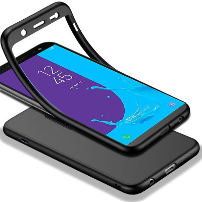 Силиконови гърбове Силиконови гърбове за Samsung Силиконов калъф лице и гръб 360 градуса Slim FULL Body Cover за Samsung Galaxy J6 Plus 2018 J610F черен